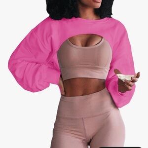 Amazon/Artfish Crewneck Long Sleeve Crop Top Sweatshirt with Cutout